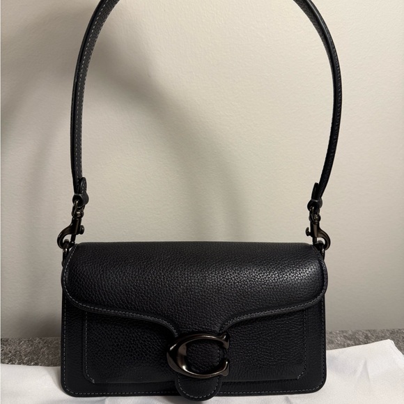 Coach Black Pebbled Leather Tabby 20 - Picture 2 of 9